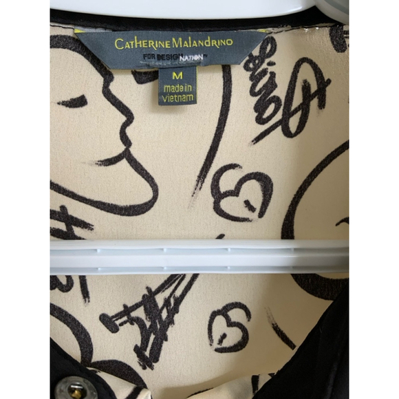 Catherine Malandrino Paris Print Blouse Medium - Picture 2 of 6